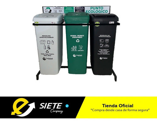 Punto Ecológico Con Base Metálica X3 Basureros Original