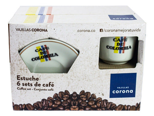 Set De Pocillo Cafe De Colombia Corona Original 6 Pzs